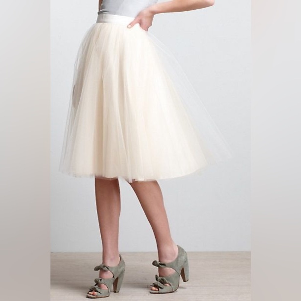 Anthropologie Bailey44 Shadow Waltz Tulle Midi Skirt in Cream MP